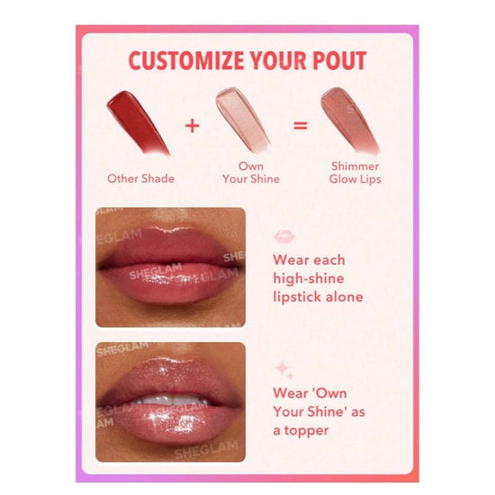 SHEGLAM Mirror Kiss High-Shine Lipstick شيغلام أحمر شفاه ميرور كيس عالي اللمعان - Princess Cosmetics Qatar