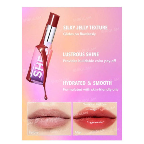 SHEGLAM Mirror Kiss High-Shine Lipstick شيغلام أحمر شفاه ميرور كيس عالي اللمعان - Princess Cosmetics Qatar