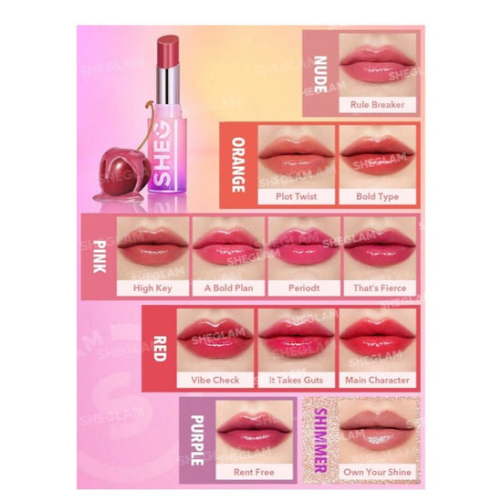 SHEGLAM Mirror Kiss High-Shine Lipstick شيغلام أحمر شفاه ميرور كيس عالي اللمعان - Princess Cosmetics Qatar
