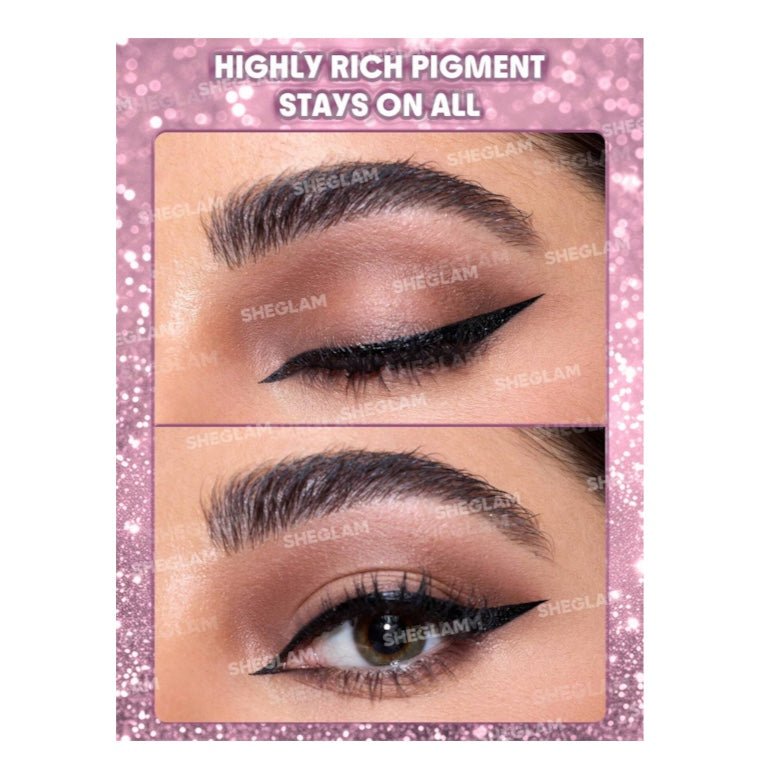 SHEGLAM Rosé Line & Define Waterproof Liquid Eyeliner - Black شي جلام آيلاينر سائل مقاوم للماء روز لاين آند ديفاين - أسود - Princess Cosmetics Qatar