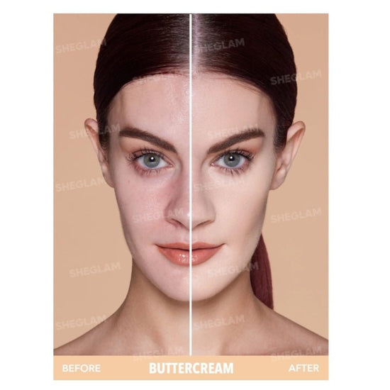 SHEGLAM Skin-Focus High Coverage Powder Foundation شيغلام كريم أساس بودرة بتغطية عالية وتركيز على البشرة - Princess Cosmetics Qatar