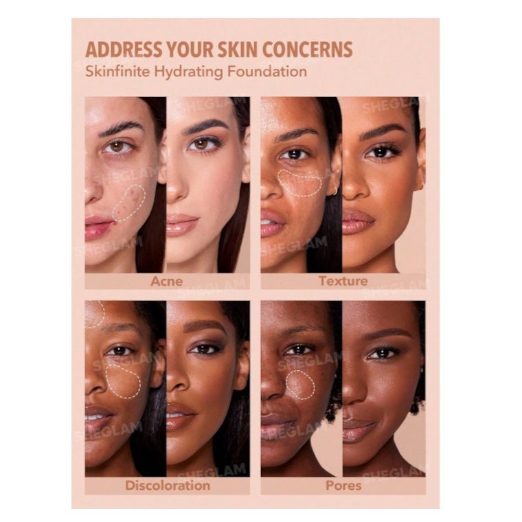 SHEGLAM Skinfinite Hydrating Foundation شيغلام سكينفينيت كريم أساس مرطّب - Princess Cosmetics Qatar