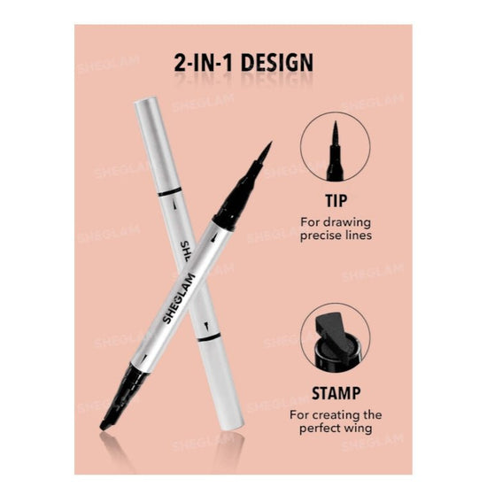 SHEGLAM Wing It Waterproof Liner Duo - Black شيغلام آيلاينر وينغ إت المقاوم للماء مزدوج الأطراف - أسود - Princess Cosmetics Qatar