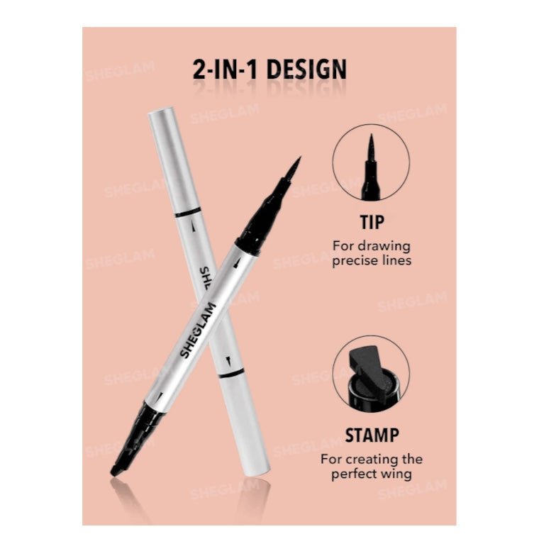 SHEGLAM Wing It Waterproof Liner Duo - Black شيغلام آيلاينر وينغ إت المقاوم للماء مزدوج الأطراف - أسود - Princess Cosmetics Qatar