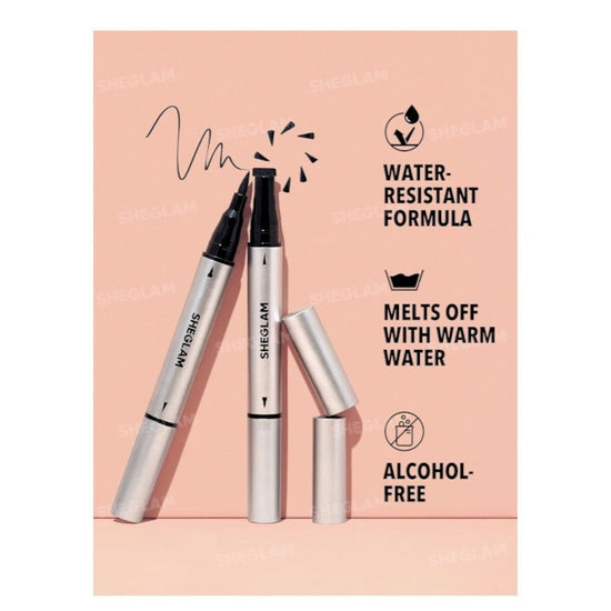 SHEGLAM Wing It Waterproof Liner Duo - Black شيغلام آيلاينر وينغ إت المقاوم للماء مزدوج الأطراف - أسود - Princess Cosmetics Qatar