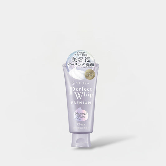 Shiseido Senka Perfect Whip Premium Beauty Foam Clear 120g شيسيدو سينكا بيرفكت ويب بريميوم بيوتي فوم كلير - Princess Cosmetics Qatar