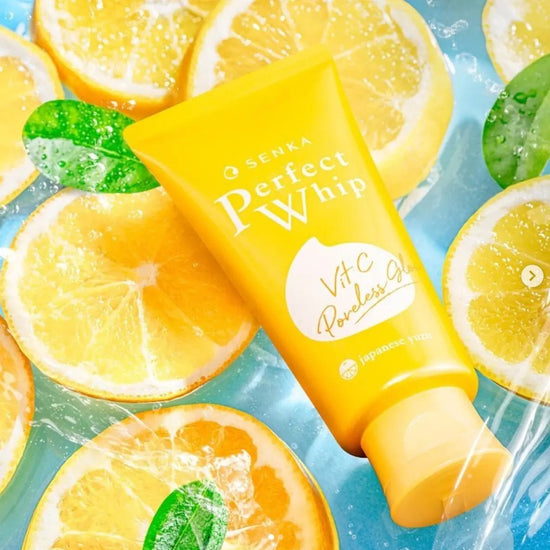Shiseido Senka Perfect Whip Vit C Poreless Glow Foam Cleanser 100g غسول شيسيدو سينكا بيرفكت ويب بفيتامين سي لتفتيح المسام - Princess Cosmetics Qatar