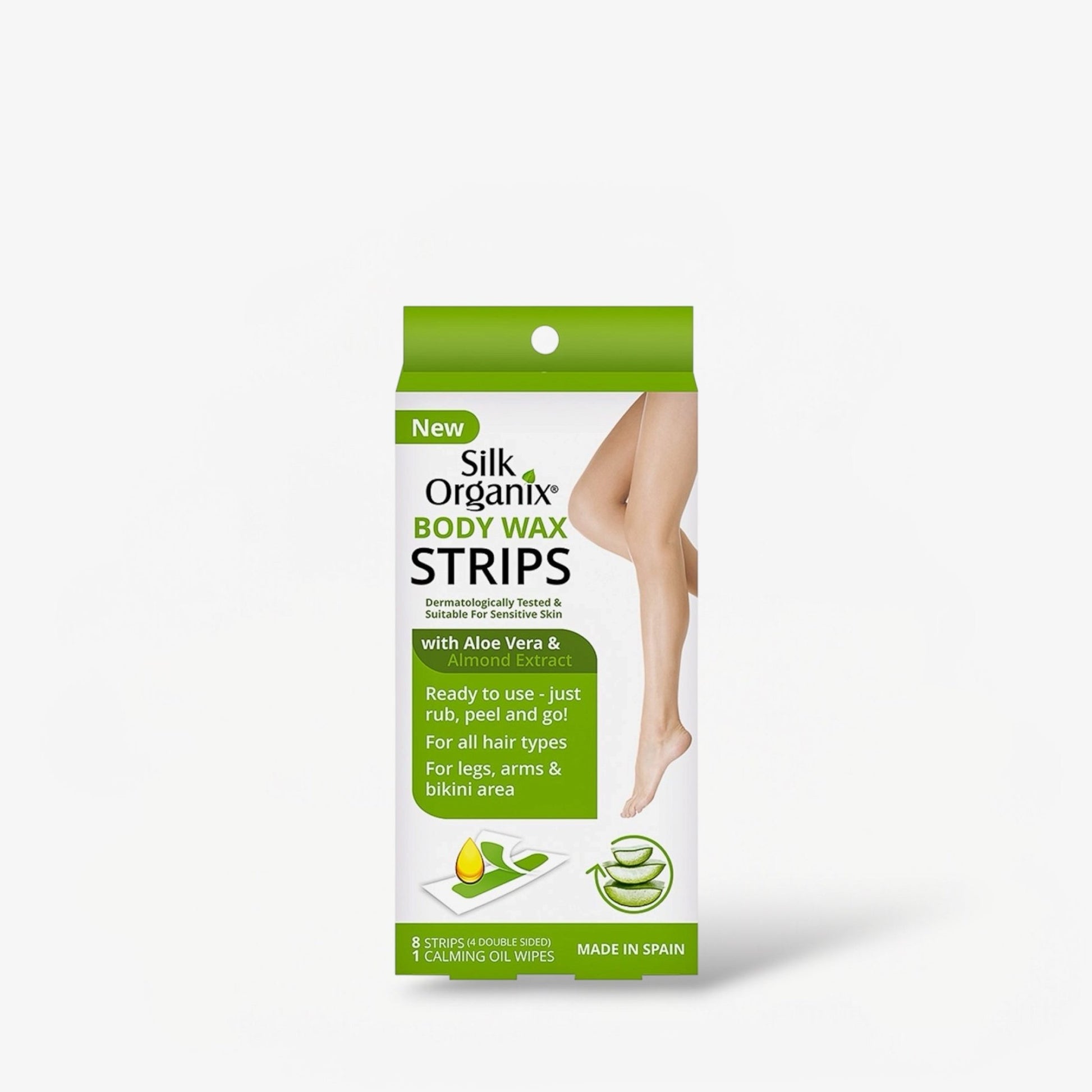 Silk Organix Body Strips - WITH ALOE VERA & ALMOND EXTRACT (8 Strips) شرائح الجسم من سيلك أورجانيكس - مع خلاصة الصبار واللوز - Princess Cosmetics Qatar