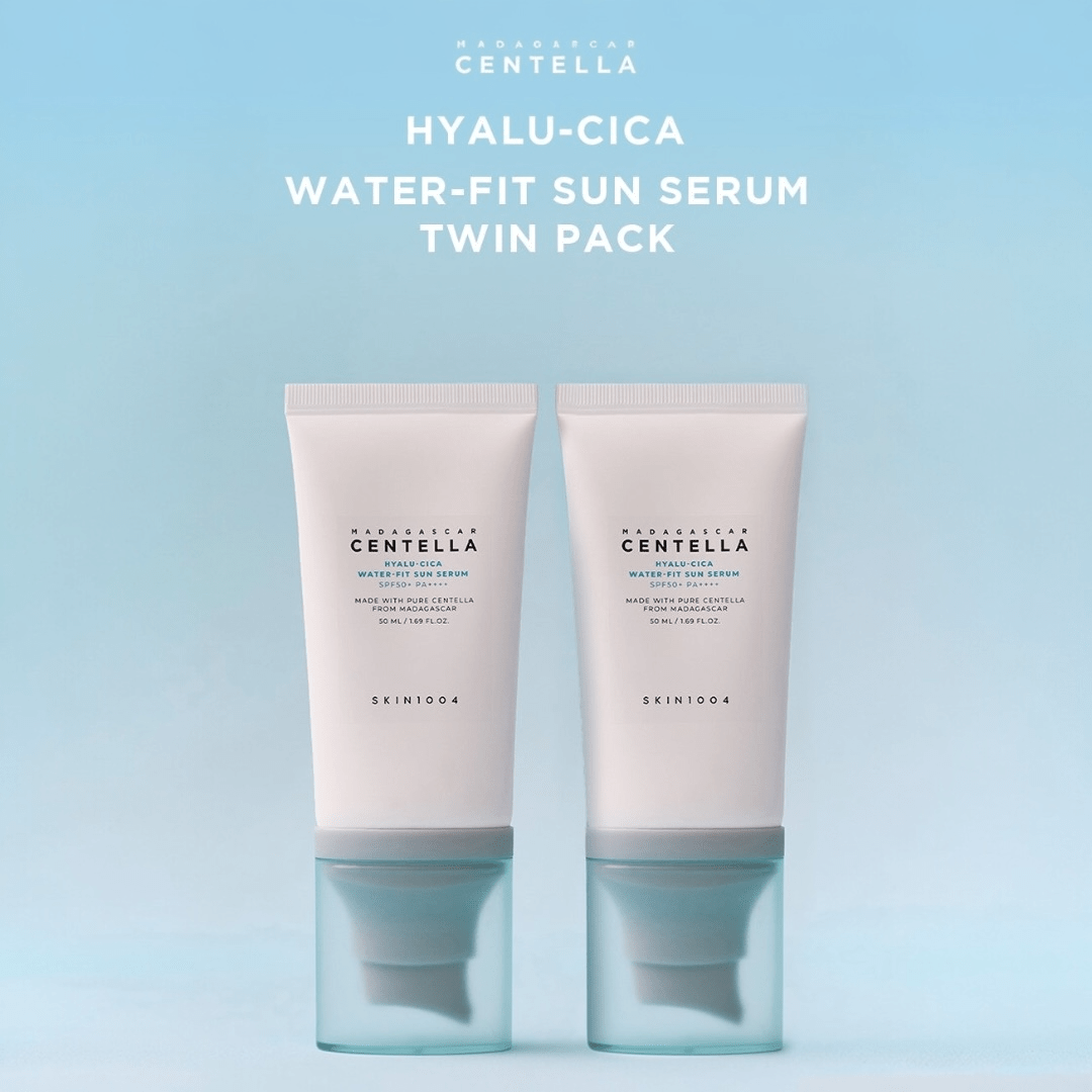 SKIN1004 Madagascar Centella Hyalu - Cica Water - Fit Sun Serum 50ml (Twin Pack) سيروم SKIN1004 مدغشقر سنتيلا هيالو - سيكا ووتر - فيت للحماية من الشمس (عبوة مزدوجة) - Princess Cosmetics Qatar