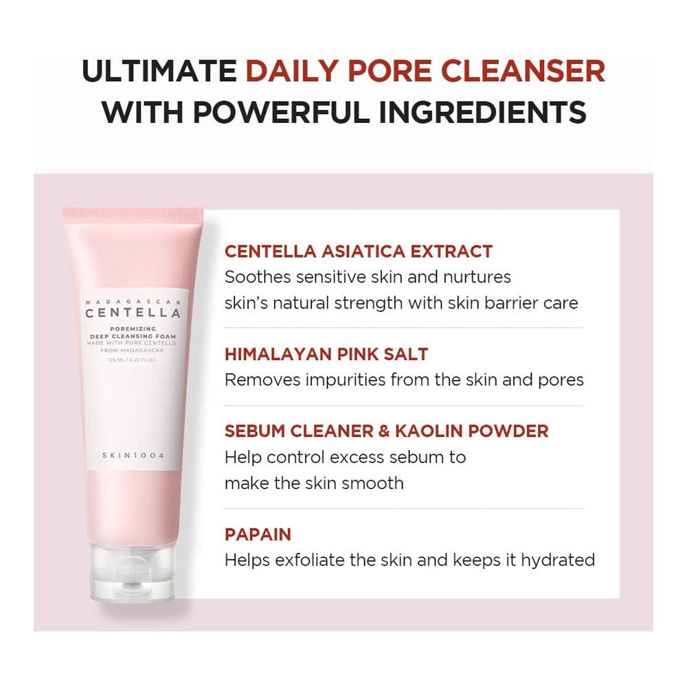 SKIN1004 Madagascar Centella Poremizing Deep Cleansing Foam 125ml. SKIN1004 مدغشقر سينتيلا رغوة التنظيف العميق - Princess Cosmetics Qatar