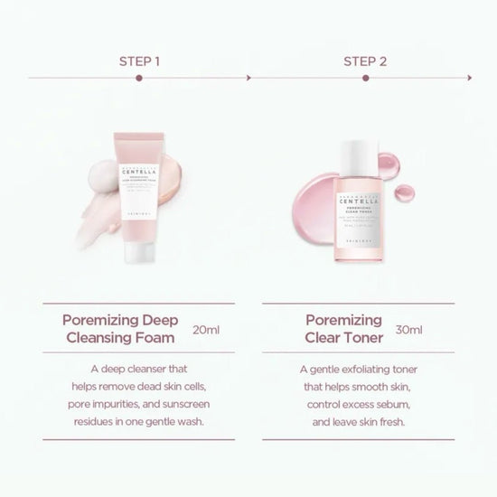 SKIN1004 Madagascar Centella Poremizing Travel Kit (30ml x 4ea) مجموعة SKIN1004 مدغشقر سنتيلا لتفتيح المسام للسفر - Princess Cosmetics Qatar