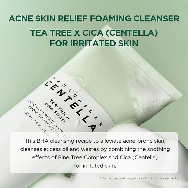SKIN1004 Madagascar Centella Tea - Trica BHA Foam 125ml. SKIN1004 مدغشقر كينتيلا تي - تريكا BHA رغوة - Princess Cosmetics Qatar