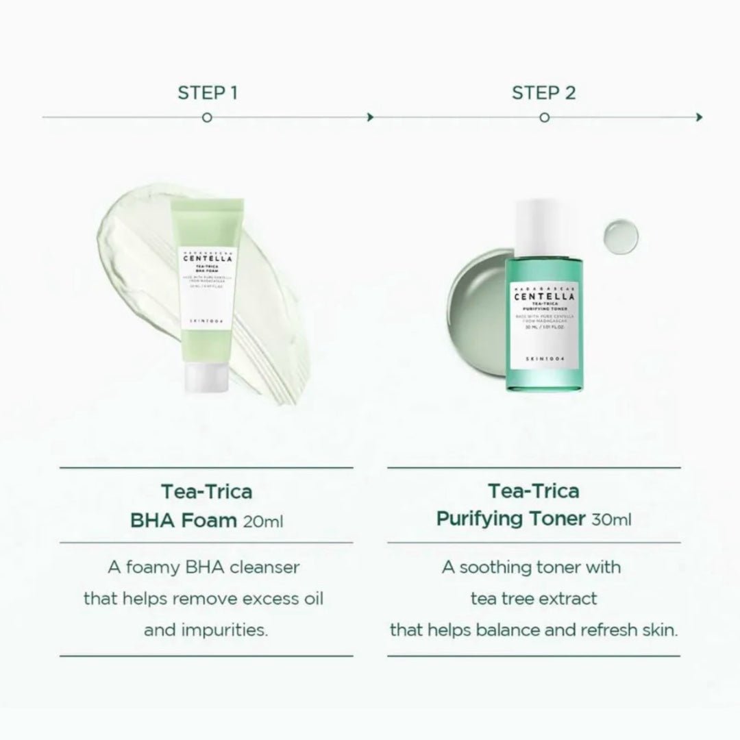 SKIN1004 Madagascar Centella Tea - Trica Travel Kit (4ea) مجموعة السفر SKIN1004 شاي سنتيلا مدغشقر - تريكا - Princess Cosmetics Qatar