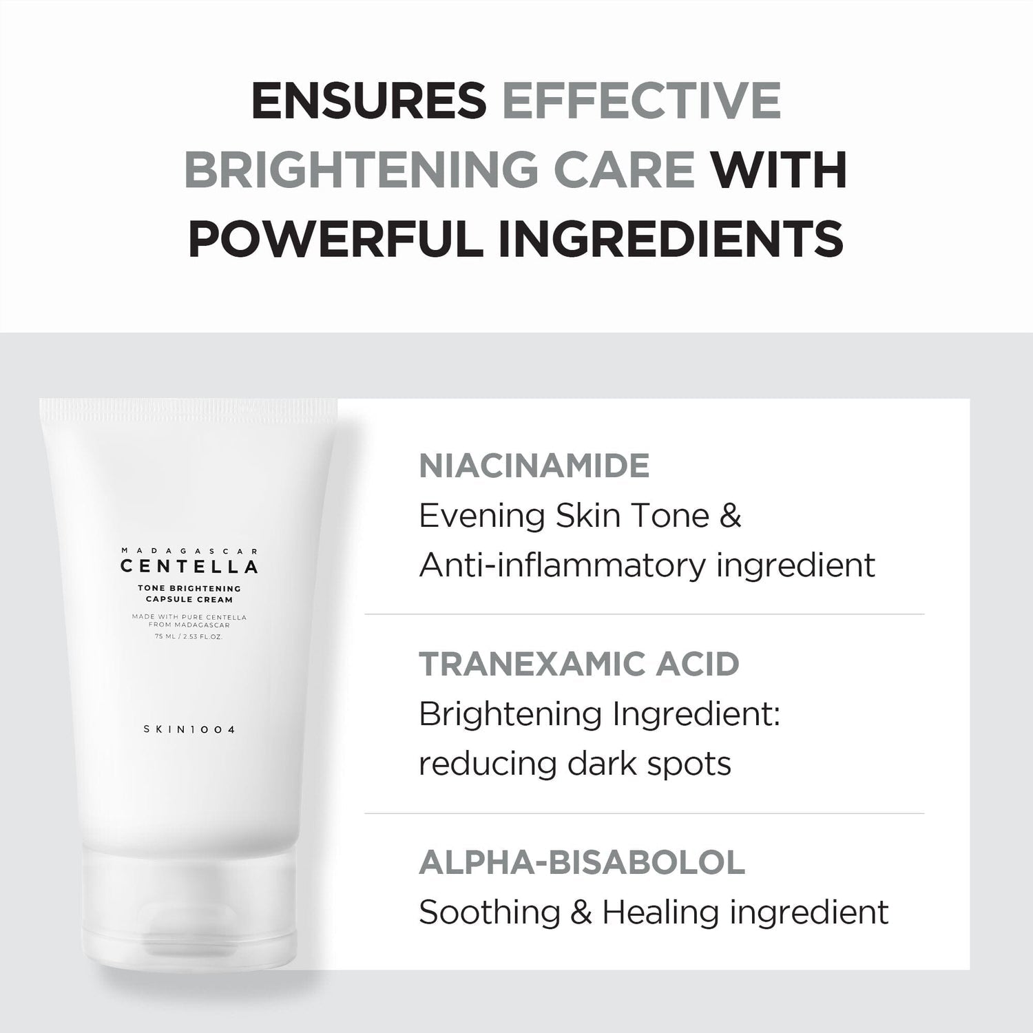 SKIN1004 Madagascar Centella Tone Brightening Capsule Cream 75ml. SKIN1004 مدغشقر كينتيلا تون كريم كبسولة تفتيح البشرة - Princess Cosmetics Qatar