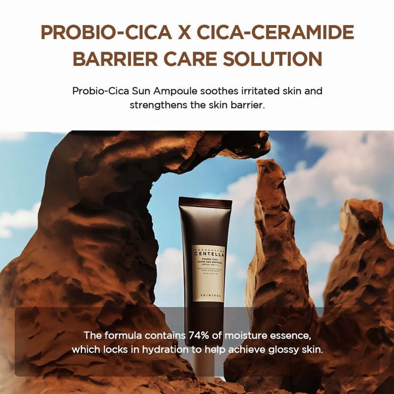SKIN1004 Madagascar Probio - Cica Glow Sun Ampoule 50ml. SKIN1004 مدغشقر بروبيو سيكا جلو صن أمبولة - Princess Cosmetics Qatar