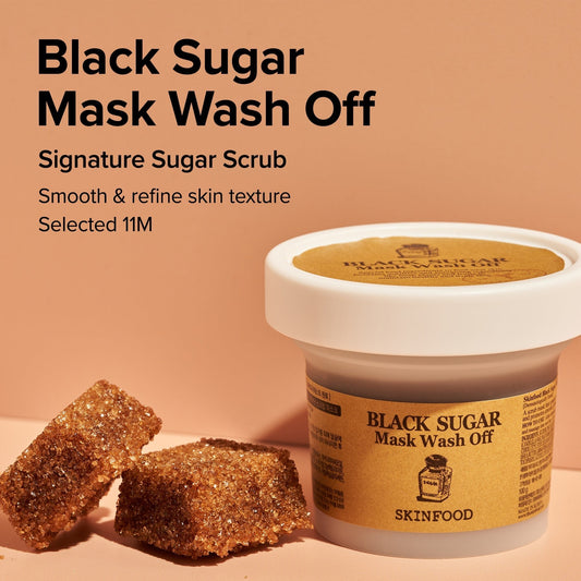 Skinfood Black Sugar Mask Wash Off 100g قناع السكر الأسود من سكين فود - Princess Cosmetics Qatar