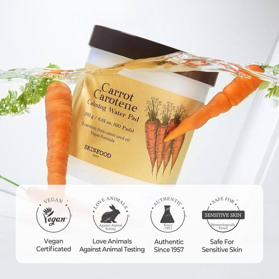 Skinfood Carrot Carotene Calming Water Pad 250g وسادة ماء مهدئة بالجزر والكاروتين من سكين فود - Princess Cosmetics Qatar