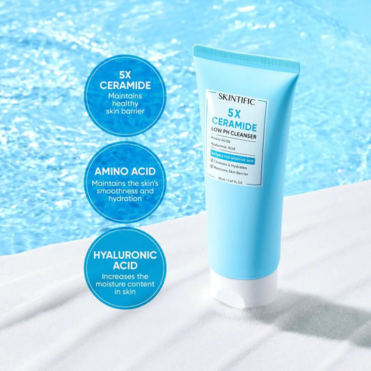 Skintific 5X Ceramide Low pH Cleanser 80ml غسول سكينتيفيك 5X سيراميد منخفض الحموضة - Princess Cosmetics Qatar