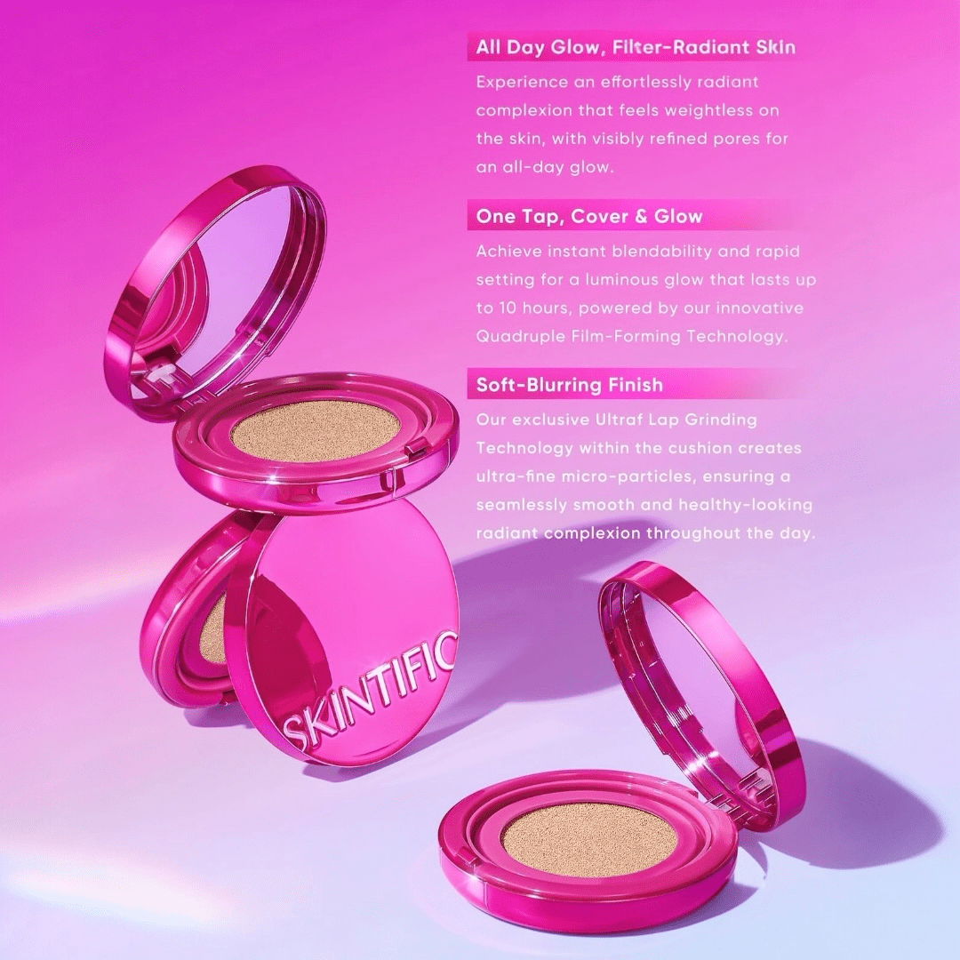 Skintific Cover Glow Perfect Pink Cushion Foundation 11g كريم أساس سكينتيفيك كوفر جلو بيرفكت بينك كوشن - Princess Cosmetics Qatar