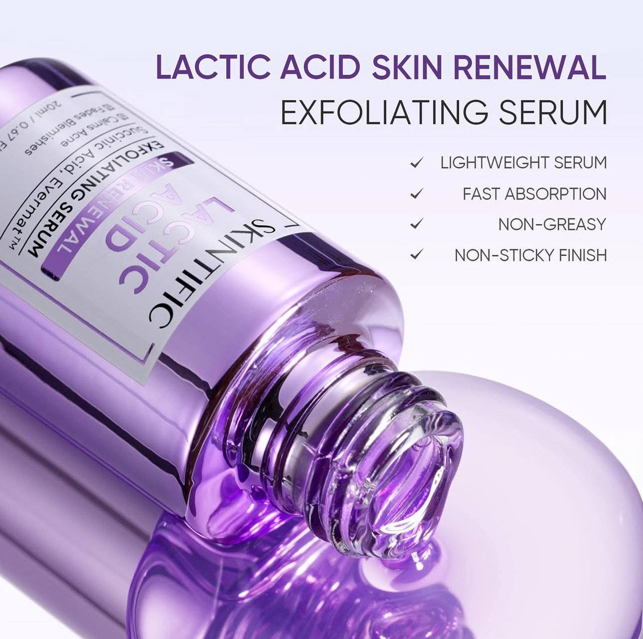 Skintific Lactic Acid Skin Renewal Exfoliating Serum 20ml مصل تقشير البشرة لتجديد الجلد بحمض اللاكتيك - Princess Cosmetics Qatar