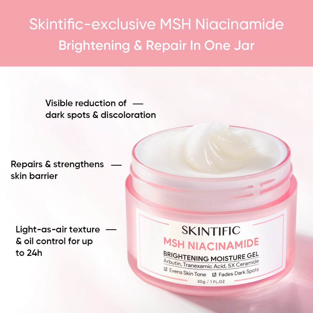 Skintific MSH Niacinamide Brightening Moisture Gel 80g. سكينتفيك MSH نياسيناميد جل مرطب لتفتيح البشرة - Princess Cosmetics Qatar