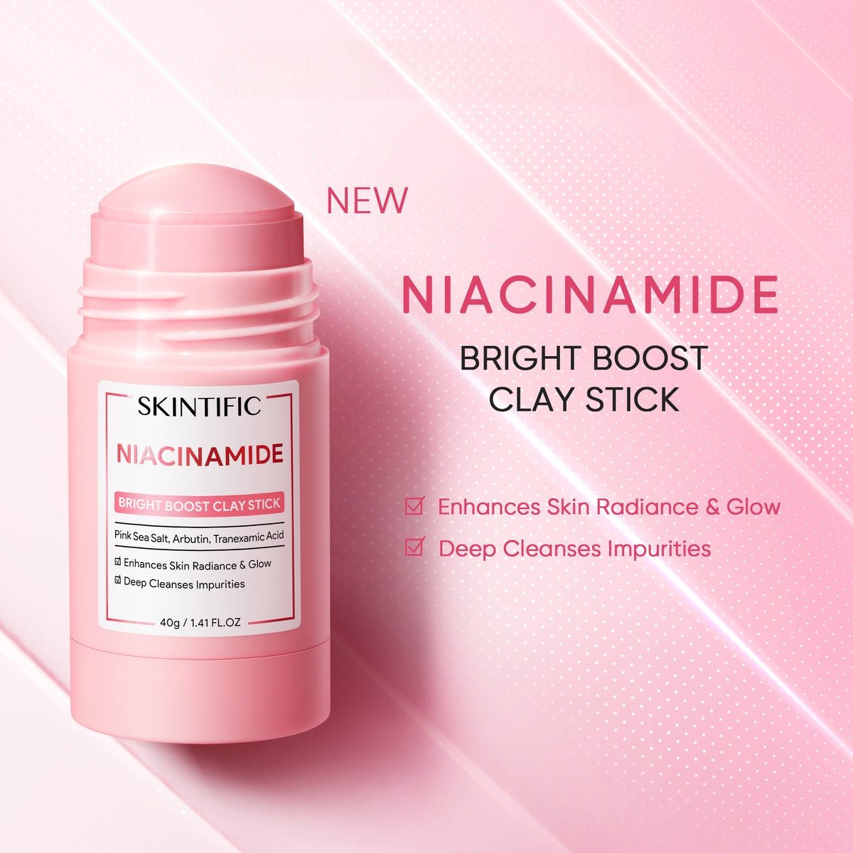 Skintific Niacinamide Bright Boost Clay Stick 40g. نياسيناميد سكينتفيك برايت بوست كلاي ستيك - Princess Cosmetics Qatar