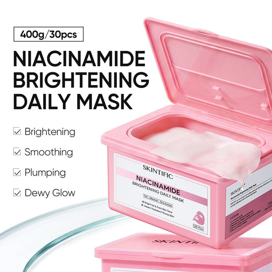 Skintific Niacinamide Brightening Daily Mask (30 Sheets) قناع سكينتيفيك اليومي لتفتيح البشرة بالنياسيناميد - Princess Cosmetics Qatar