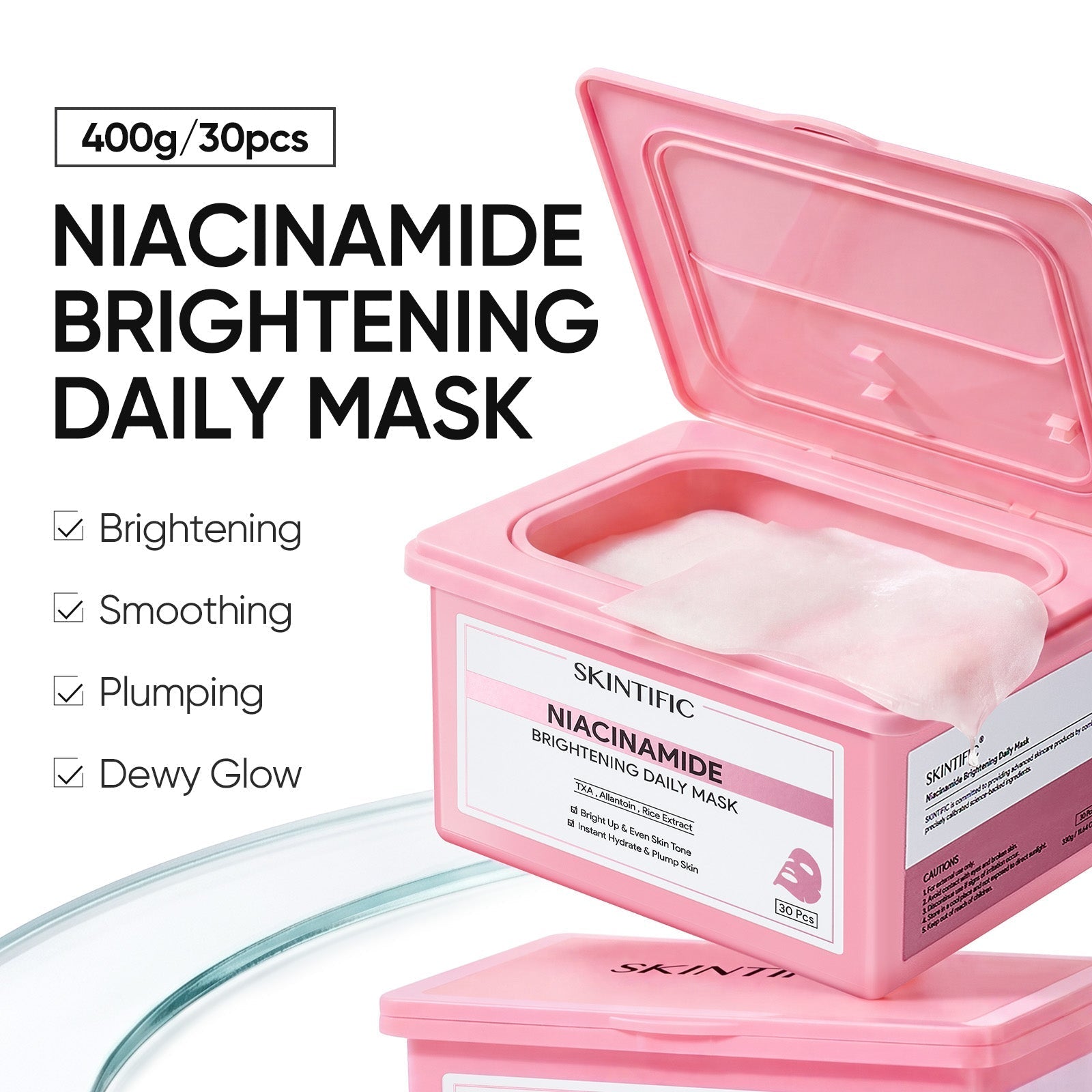Skintific Niacinamide Brightening Daily Mask (30 Sheets) قناع سكينتيفيك اليومي لتفتيح البشرة بالنياسيناميد - Princess Cosmetics Qatar