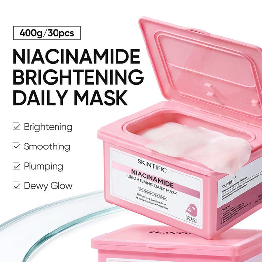 Skintific Niacinamide Brightening Daily Mask (30 Sheets) قناع سكينتيفيك اليومي لتفتيح البشرة بالنياسيناميد - Princess Cosmetics Qatar