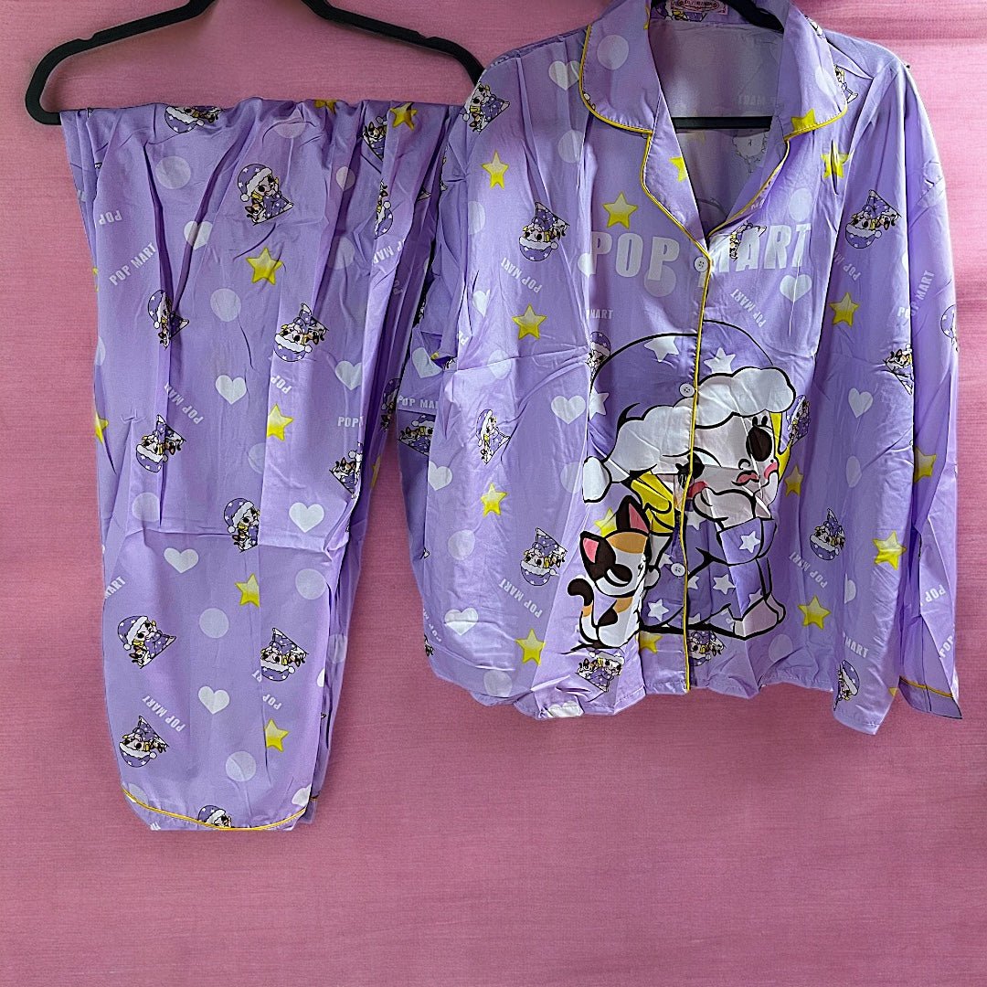 Sleepwear Long Pants (with collar). ملابس النوم السراويل الطويلة (مع ذوي الياقات البيضاء) - Princess Cosmetics Qatar