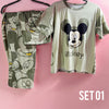 Sleepwear Set (Shirt, Short, Pants). طقم ملابس نوم (قميص، شورت، بنطلون) - Princess Cosmetics Qatar