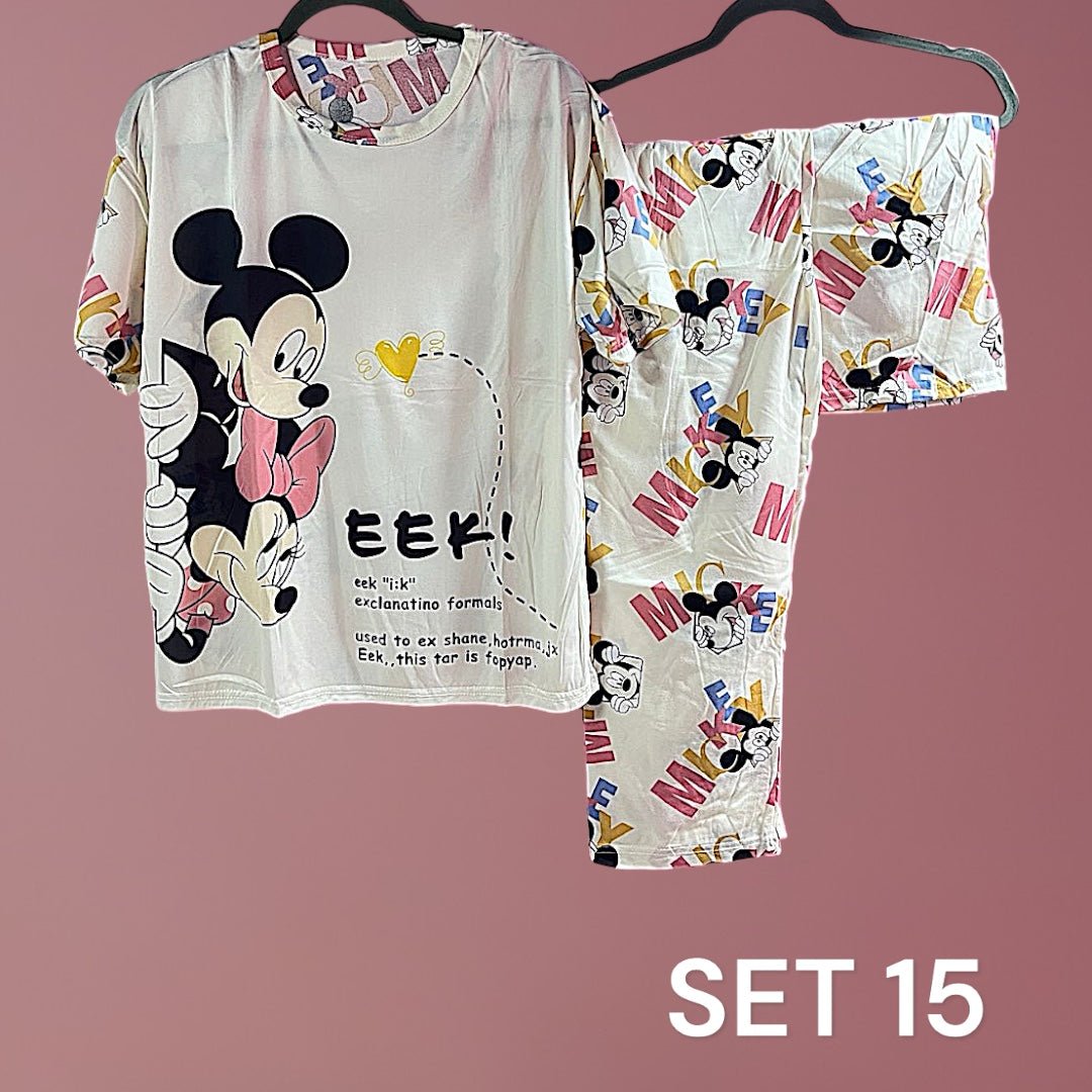 Sleepwear Set (Shirt, Short, Pants). طقم ملابس نوم (قميص، شورت، بنطلون) - Princess Cosmetics Qatar