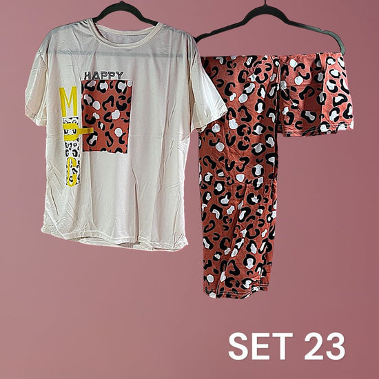 Sleepwear Set (Shirt, Short, Pants). طقم ملابس نوم (قميص، شورت، بنطلون) - Princess Cosmetics Qatar