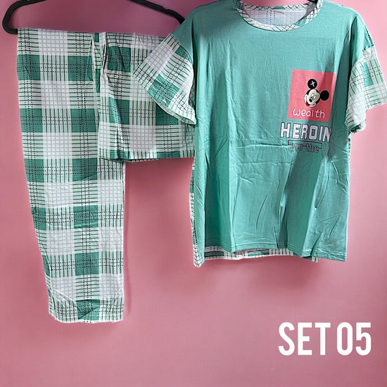 Sleepwear Set (Shirt, Short, Pants). طقم ملابس نوم (قميص، شورت، بنطلون) - Princess Cosmetics Qatar