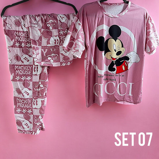 Sleepwear Set (Shirt, Short, Pants). طقم ملابس نوم (قميص، شورت، بنطلون) - Princess Cosmetics Qatar