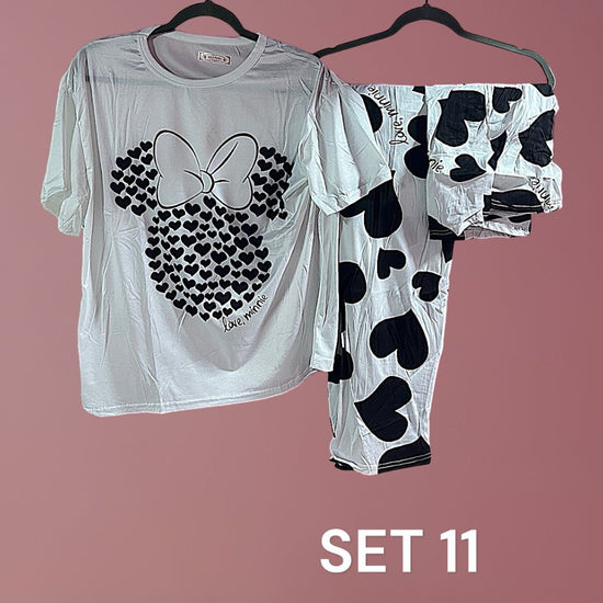 Sleepwear Set (Shirt, Short, Pants). طقم ملابس نوم (قميص، شورت، بنطلون) - Princess Cosmetics Qatar