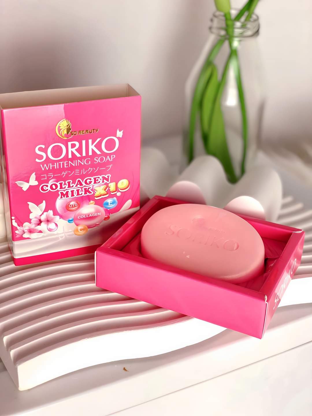 Soriko Collagen Milk Whitening Soap 80g. صابون تبييض الحليب بالكولاجين من سوريكو 80 جم - Princess Cosmetics Qatar