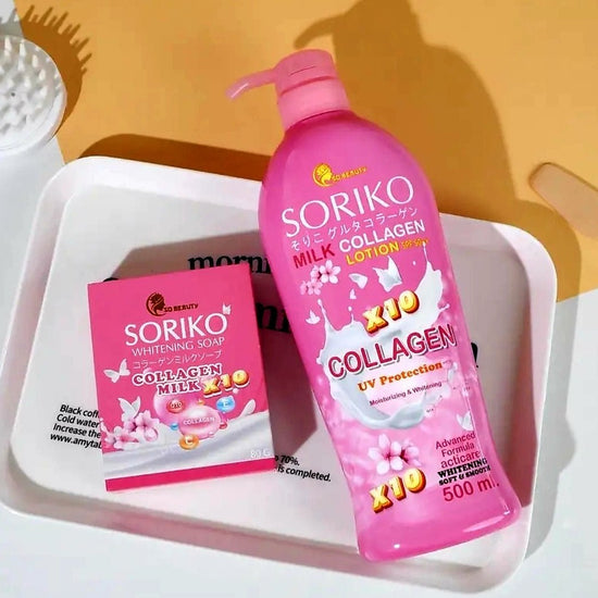 Soriko Collagen Milk Whitening Soap 80g. صابون تبييض الحليب بالكولاجين من سوريكو 80 جم - Princess Cosmetics Qatar