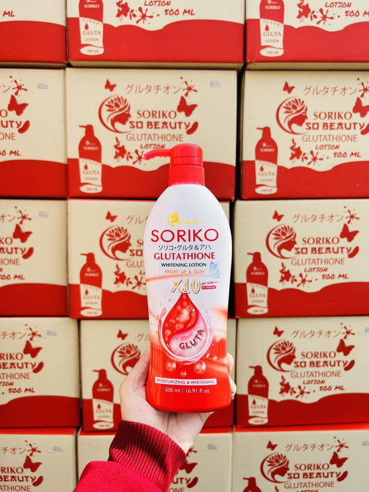 Soriko Glutathione Whitening Lotion SPF50 500ml. لوشن تبييض الجلوتاثيون من سوريكو بعامل حماية من الشمس 50، 500 مل - Princess Cosmetics Qatar