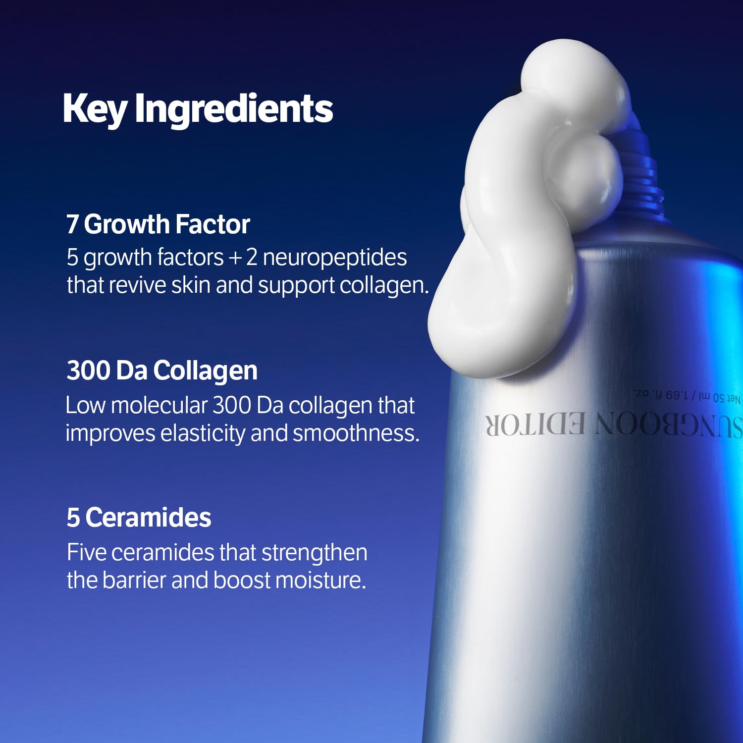 Sungboon Editor Deep Collagen 7GF Ceramide Advanced Barrier Night Cream 50ml كريم سونغبون إديتور الليلي المتطور لحماية حاجز البشرة، غني بالكولاجين 7GF والسيراميد. - Princess Cosmetics Qatar