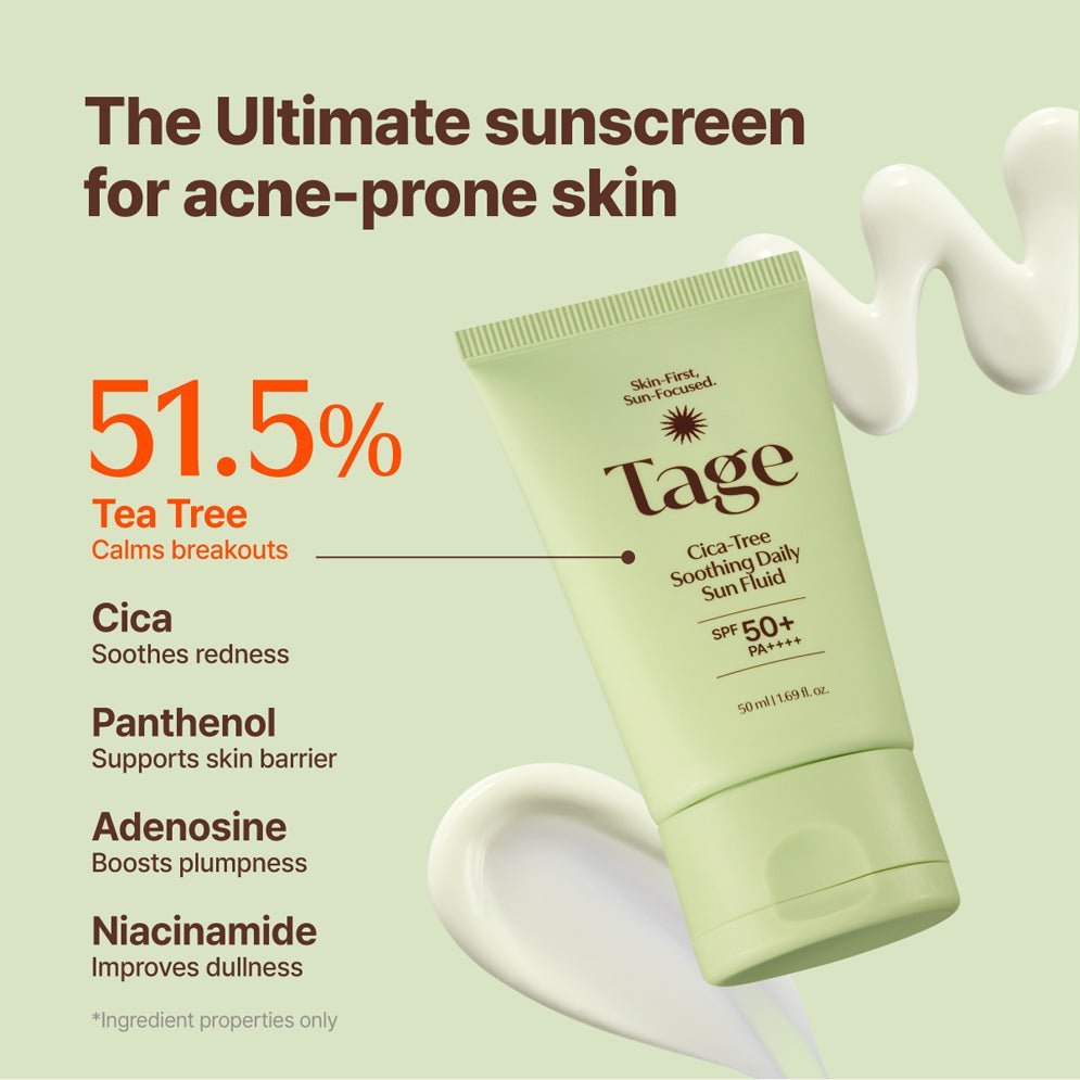 Tage Cica-Tree Soothing Daily Sun Fluid 50ml سائل تاغ سيكا تري المهدئ للاستخدام اليومي من الشمس - Princess Cosmetics Qatar