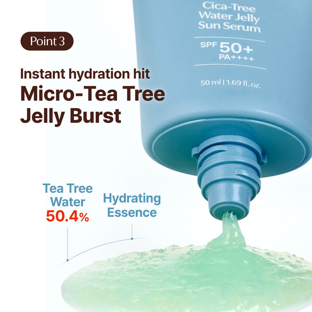 Tage Cica-Tree Water Jelly Sun Serum 50ml سيروم تاج سيكا تري المائي الواقي من الشمس - Princess Cosmetics Qatar