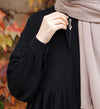 Talia Ferace Abaya - Black. عباية تاليا فيريس - أسود - Princess Cosmetics Qatar