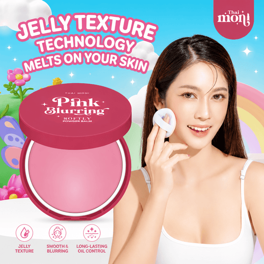 Thai Moni Pink Blurring Softly Powder Balm 8g بلسم بودرة تاي موني الوردي الناعم لتنعيم البشرة - Princess Cosmetics Qatar