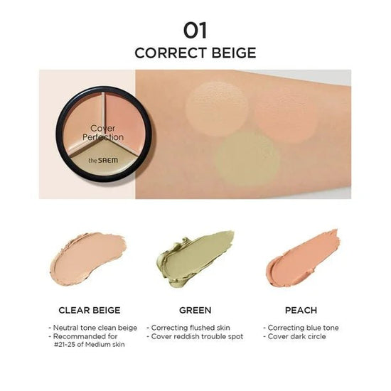 The Saem Cover Perfection Triple Pot Concealer ذا سايم كوفر بيرفكشن تريبل بوت كونسيلر - Princess Cosmetics Qatar