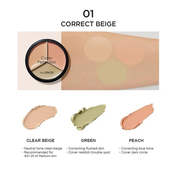 The Saem Cover Perfection Triple Pot Concealer ذا سايم كوفر بيرفكشن تريبل بوت كونسيلر - Princess Cosmetics Qatar