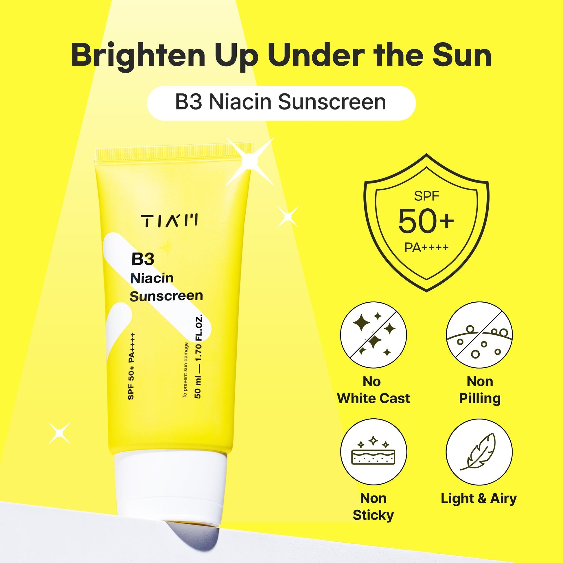 Tiam B3 Niacin Sunscreen 50ml واقي الشمس تيام بي 3 نياسين - Princess Cosmetics Qatar