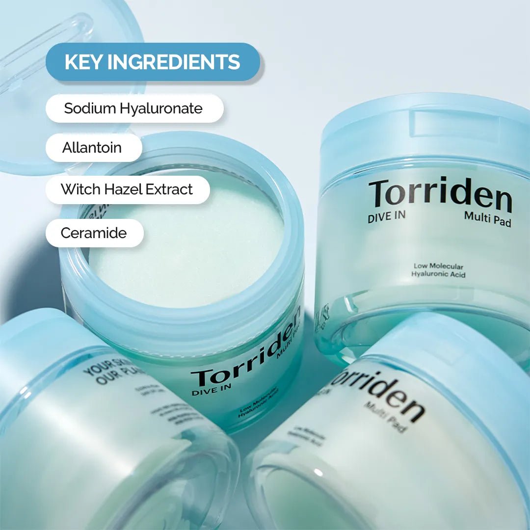 Torriden DIVE - IN Low Molecule Hyaluronic acid Multi Pad 80ea. Torriden DIVE - IN منخفض الجزيء حمض الهيالورونيك متعدد الوسادة - Princess Cosmetics Qatar