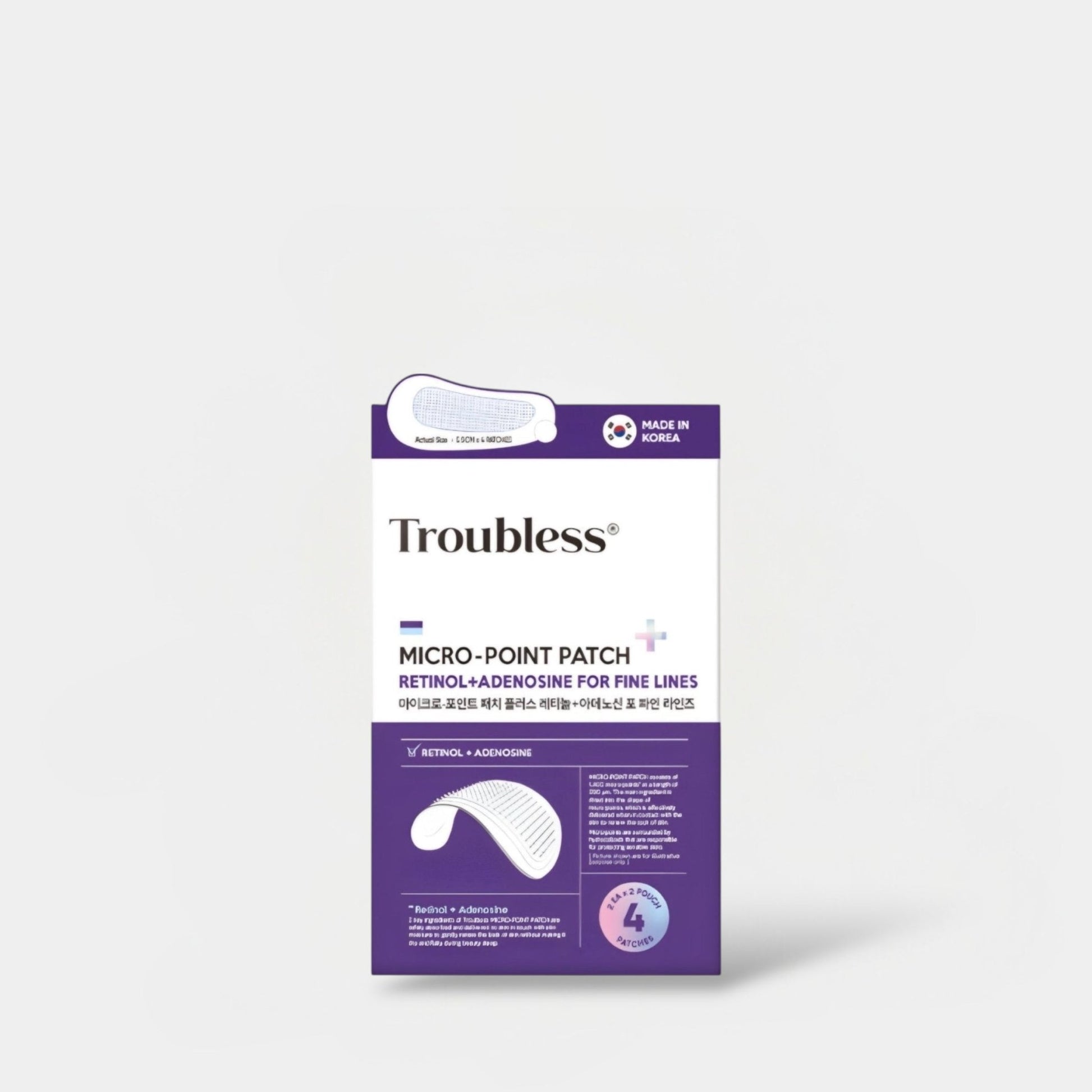 Troubless Micro - Point Patch Retinol + Adenosine for Fine Lines (4 Patches) رقعة مايكرو بوينت من تربلس، ريتينول وأدينوزين لعلاج الخطوط الدقيقة - Princess Cosmetics Qatar