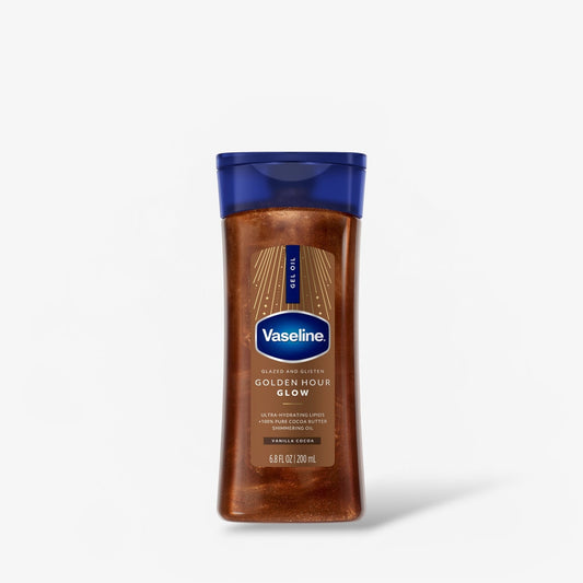 Vaseline Glazed and Glisten Golden Hour Body Gel Oil Shimmering 200ml زيت جل الجسم "فازلين جليزد آند جليستن غولدن آور" اللامع - Princess Cosmetics Qatar
